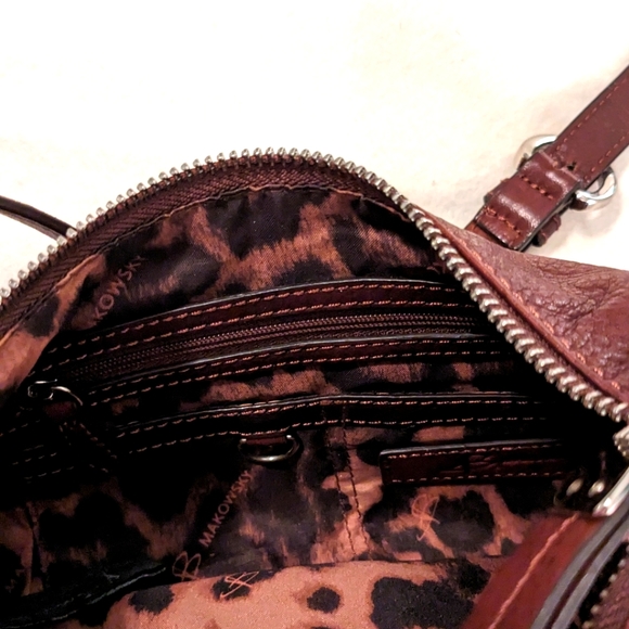 Makowsky Brown Studded Wide Fringe Crossbody Bag - Picture 6 of 7